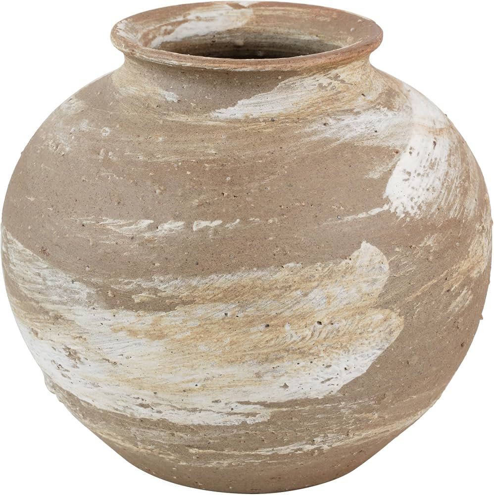 Rustic Farmhouse Home Decor Vase, Hand Painted Ceramic Vase,6.3 Inch Wet and Dry Round Vase for D... | Amazon (US)