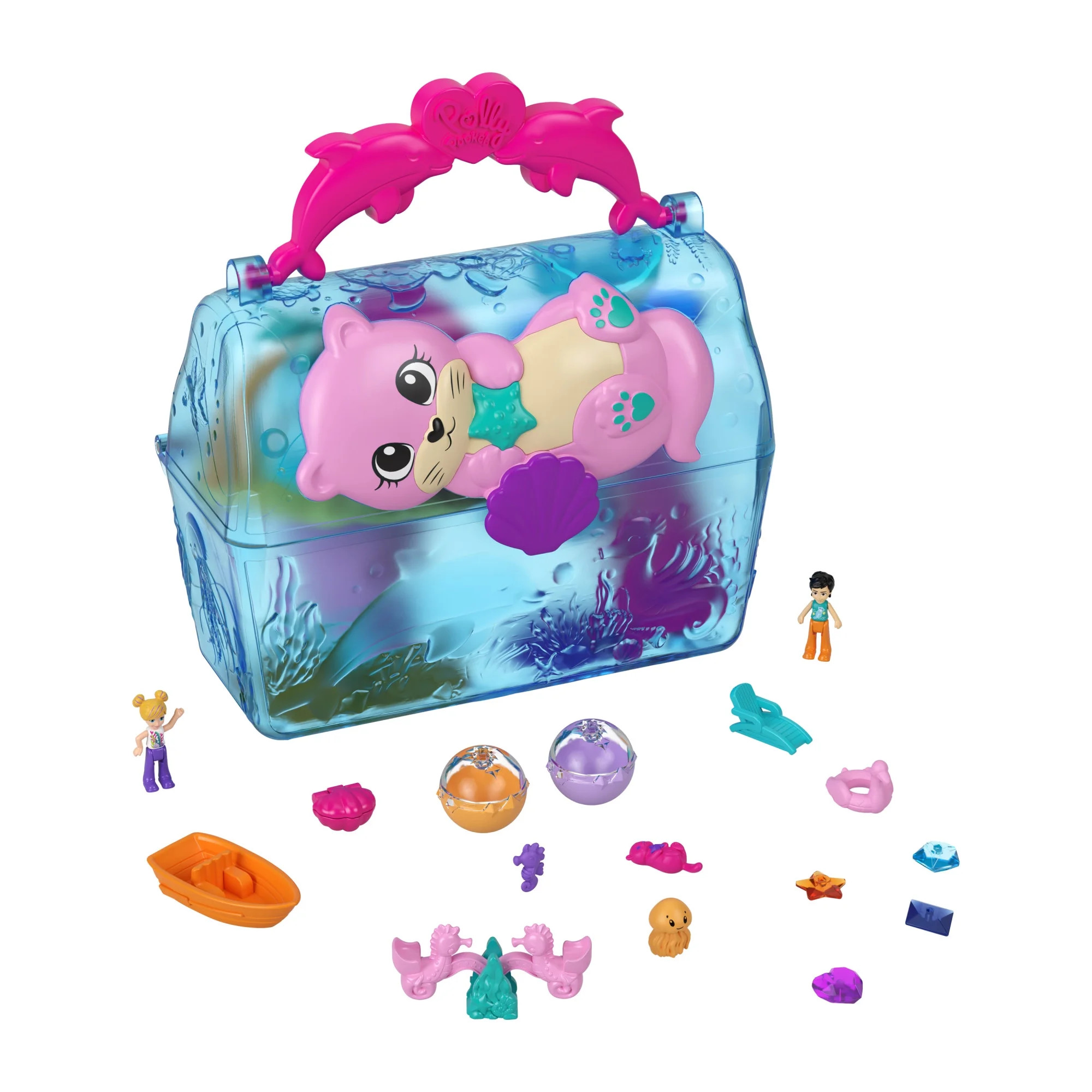 Polly Pocket Sparkle Cove Adventure Island Treasure Chest Playset with 2 Micro Dolls, 4 Animals &... | Walmart (US)