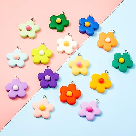 60 Pieces Colorful Flower Pendant Charms Resin Flower Charms DIY Crafts Jewelry Making Charm for ... | Amazon (US)