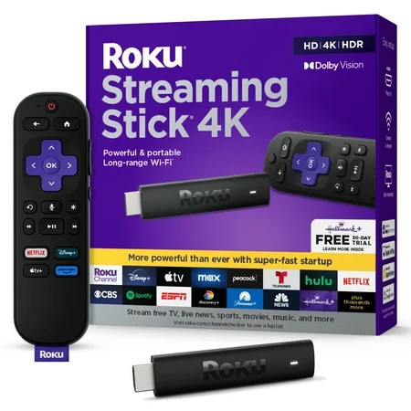 Roku Streaming Stick 4K - HDR & Dolby Vision Roku Streaming Device for TV with Voice Remote & Long-Range Wi-Fi - Free & Live TV | Walmart (US)