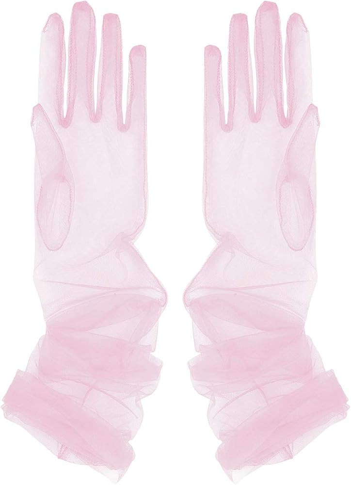 Aniler Women's 27'' Long Tulle Gloves Sheer Bridal Gloves Opera Party Gloves Opera Christmas Cost... | Amazon (US)