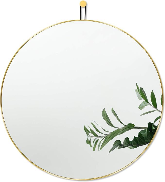 Harmati Round Mirror Circle Gold - Circular Mirror 20 Inch Metal Framed Wall Mounted, Hanging Bra... | Amazon (US)