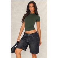 Petite Black Low Waist Jorts | PrettyLittleThing US