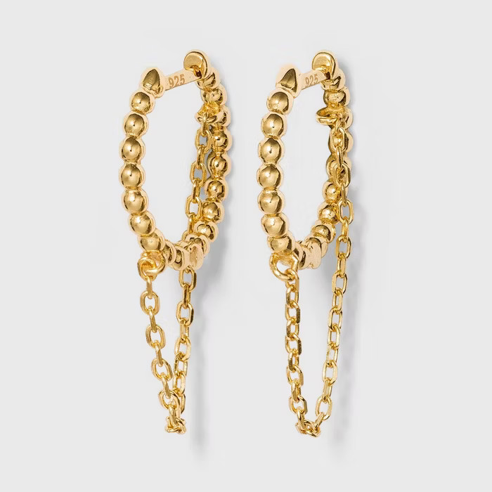 SUGARFIX by BaubleBar 14K Gold Plated Delicate Chain Huggie Hoop Earrings - Gold | Target