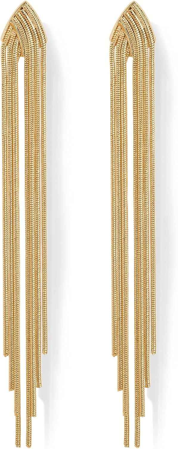 PAVOI 14K Gold Plated Long Tassel Dangle Earrings for Women, Chain Earrings | Amazon (US)