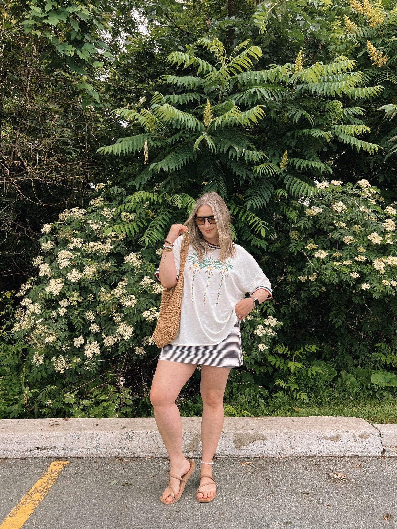 Comfy summer outfit! Wearing L in both the tee & mini skirt (has built in shorts)! I’m a 9.5-10 shoe and wear a 10 in the toe loop sandals. Canadian crocs link under “similar products”

#LTKsummer #LTKmidsize #LTKsale