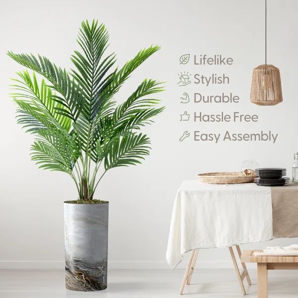 Artificial Plant In Planter, Fake Areca Tropical Palm Silk Plant Home Decoration (Plant Pot Plus ... | Wayfair North America