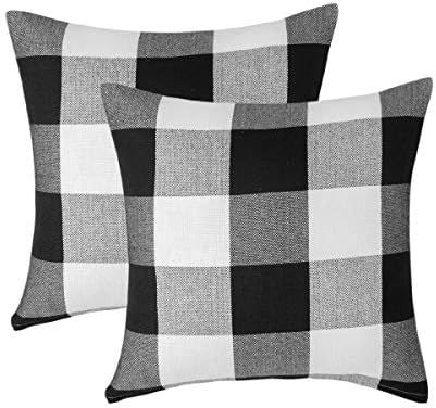 Vanky Set of 2 Buffalo Check Plaid Pillows Farmhouse Decor Christmas Pillow Covers Fall Outdoor P... | Amazon (US)