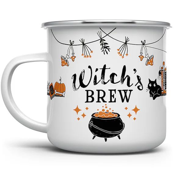 Witch's Brew Campfire Mug, Halloween Witch Coffee Mug, Halloween Witchy Gothic Cup, Black Cat Cam... | Etsy (US)