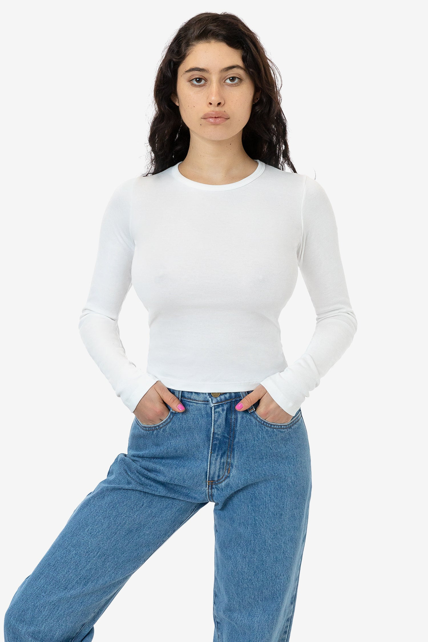 43007 - Baby Rib Long Sleeve Crewneck Tee | Los Angeles Apparel