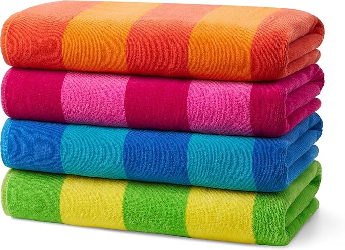 Kaufman - Soft Oversized Beach Towels in Bulk | 29" x 58" Velour Striped Towel | Absorbent, Quick... | Amazon (US)