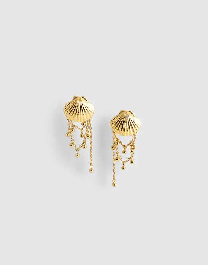 Shell Stacked Chain Stud Earrings | Madewell