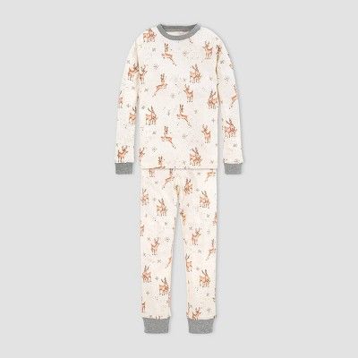 Burt's Bees Baby® Kids' Organic Cotton Deer Pajama Set - Gray | Target