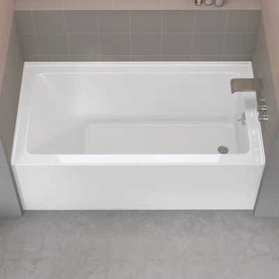 60" X 32" Alcovce Soaking Acrylic Bathtub With Right-Hand Drain Non-slip Rectangular Skirt Tub in White | Wayfair North America