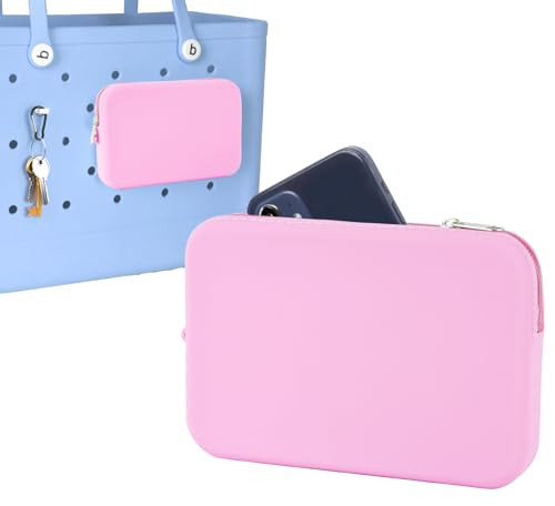 Raymall Silicone Pouch for Bogg Bag, Accessories Zipper Pouch Phone Holder for Bogg Bag XL Size, Compatible with All Smart Cell Phone Pink | Amazon (US)