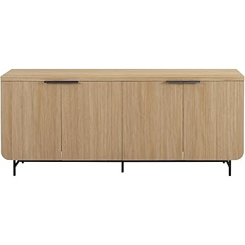 Walker Edison Reema Fluted 4-Door Kitchen Sideboard Buffet Console, 69 Inch, Coastal Oak | Amazon (US)