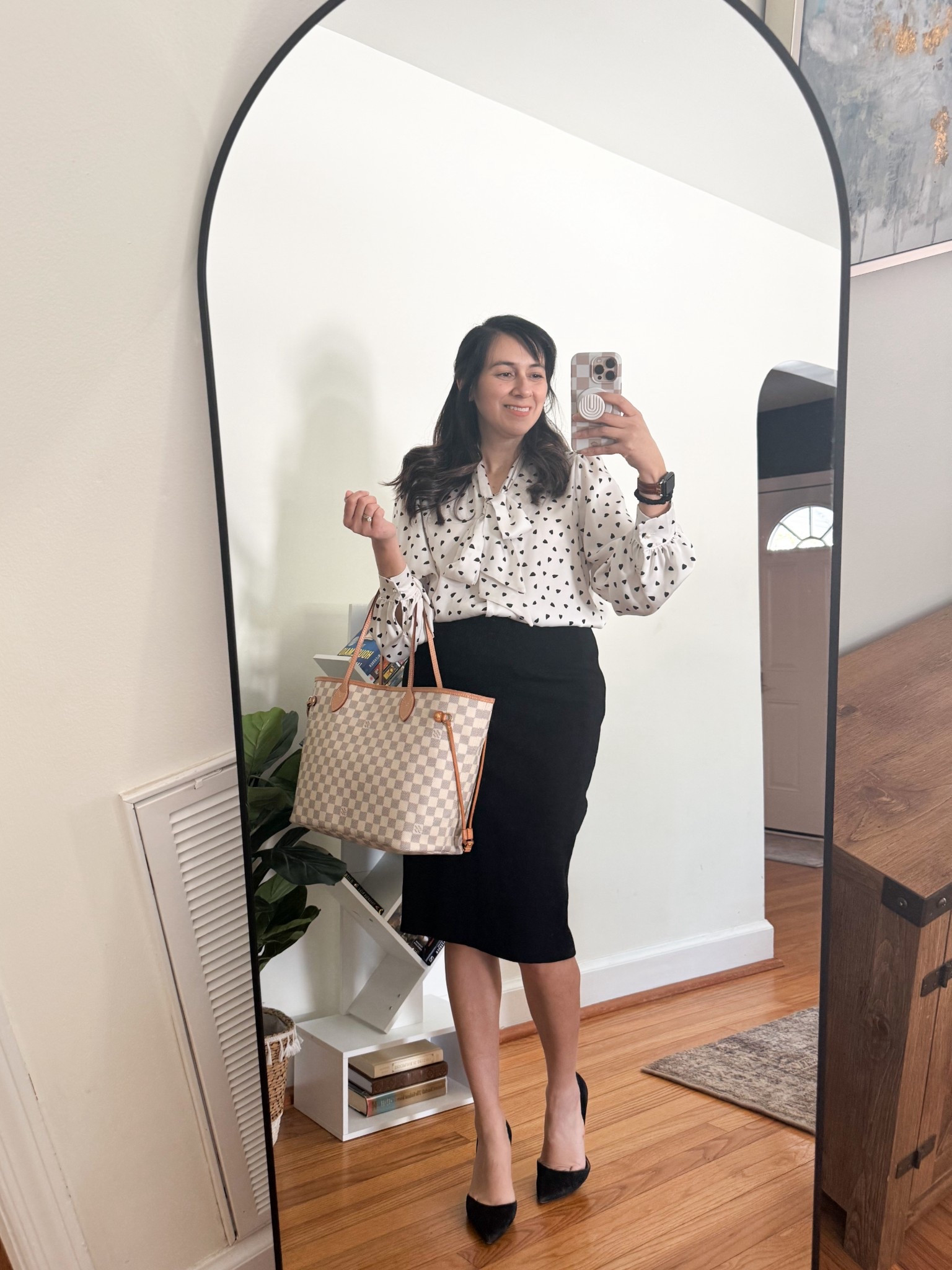 linking similar black-and-white heart button up blouses. I found a few very close ones. This one is from Chicwish in 2022. Cute for the office during Valentines week. ￼

#LTKValentine #LTKSeasonal #LTKootd
