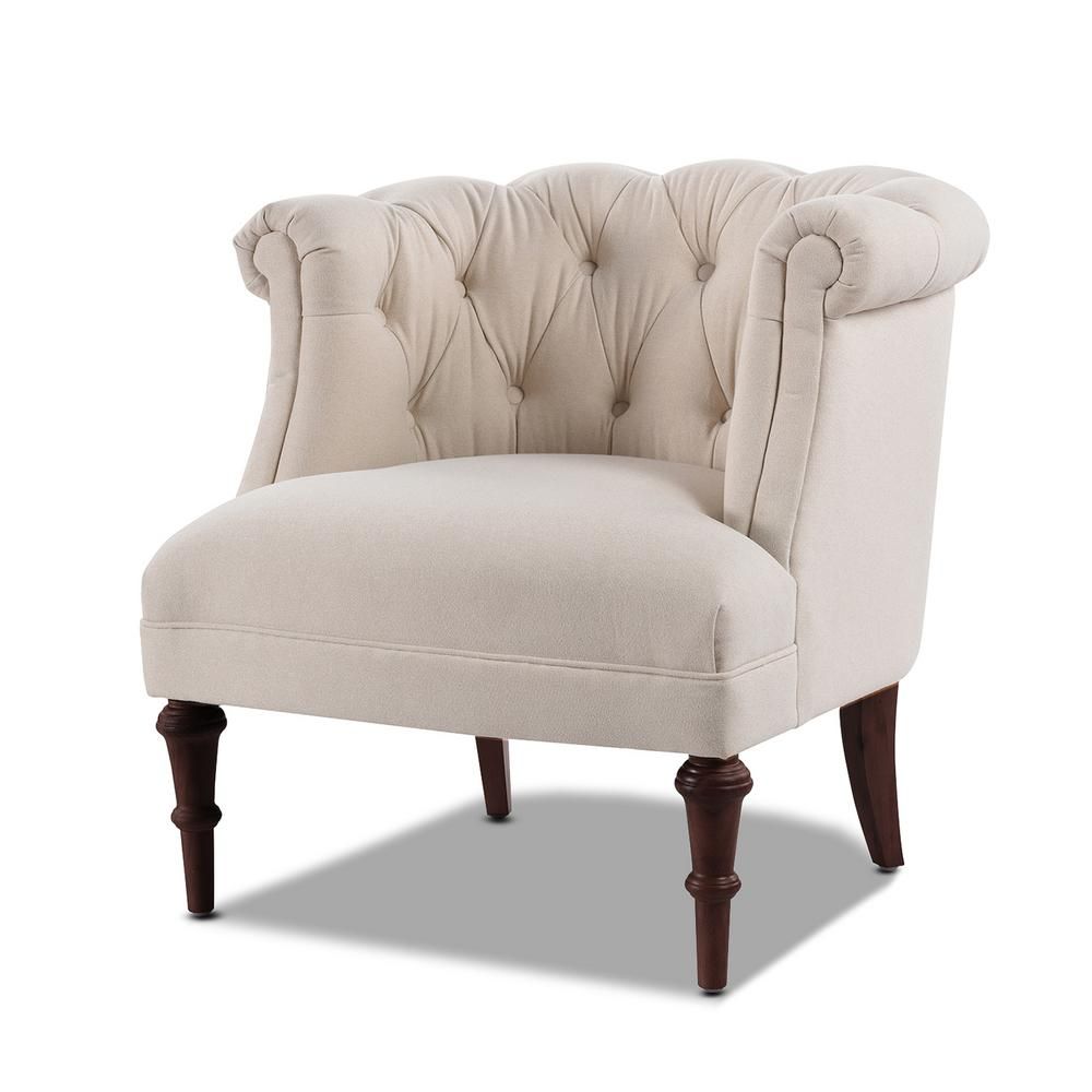 Jennifer Taylor Katherine Sky Neutral Tufted Accent Chair, Sky Neutral Light Beige Polyester | The Home Depot