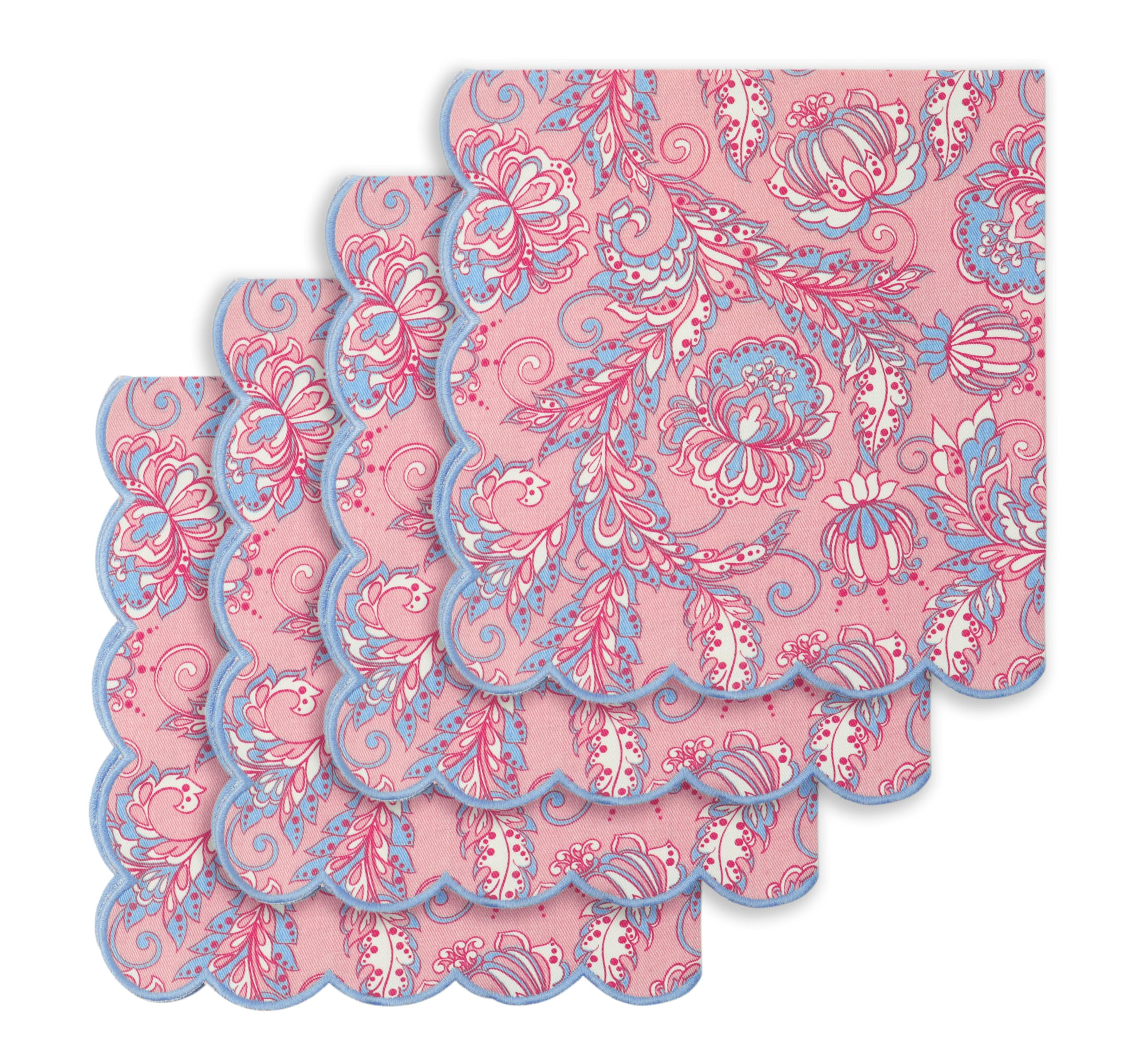 PurpleEssences Scalloped Embroidery Kalamkari Cloth Napkins - Spring Easter Summer - Table Decor ... | Amazon (US)