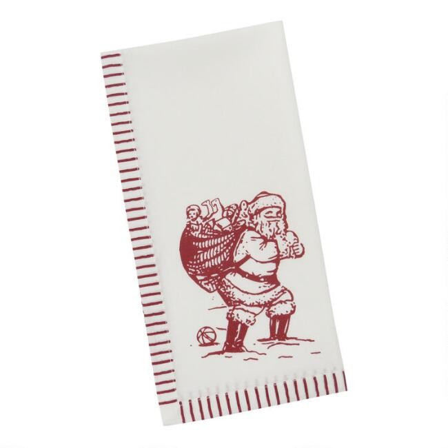 Ivory And Red Old Saint Nick Napkins Set of 4 | World Market