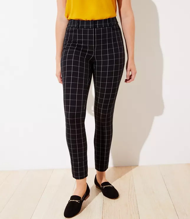 Windowpane High Waist Skinny Ankle Pants in Curvy Fit | LOFT | LOFT