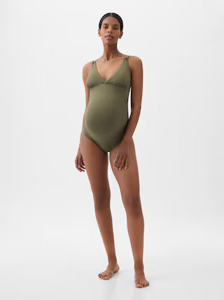 Maternity Strappy V-Neck One-Piece Swimsuit | Gap (US)