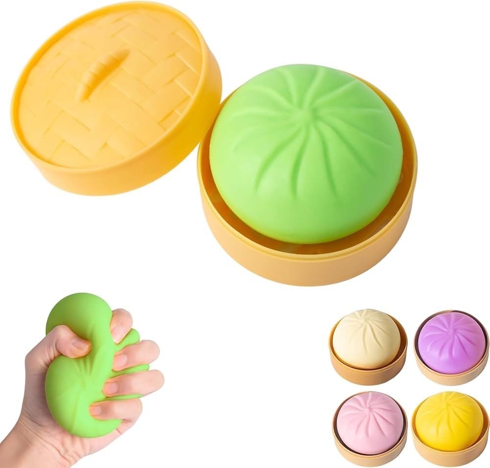 Dumpling Squishy Fidget Toy with Steamer Case Dumpling Squishy Mystery Box, Portable Sensory Stre... | Amazon (US)