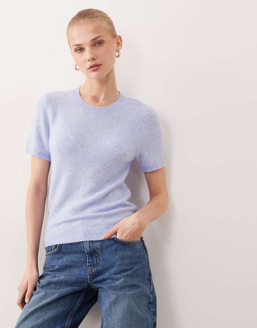 Abercrombie & Fitch knitted skimming t-shirt in baby blue-Green | ASOS (Global)