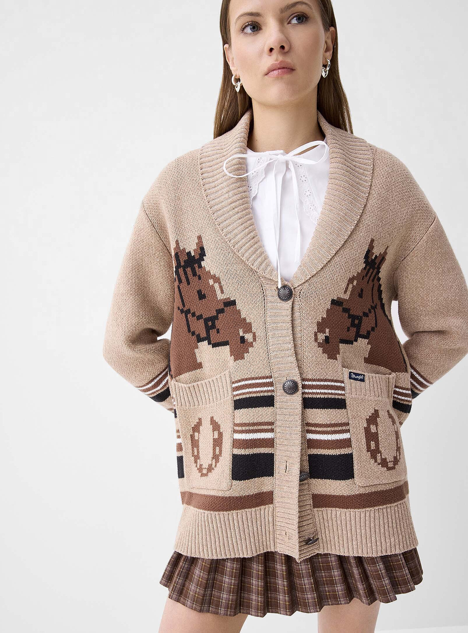 Wrangler - Horses shawl-collar cardigan (Women, Brown, LARGE) | Simons