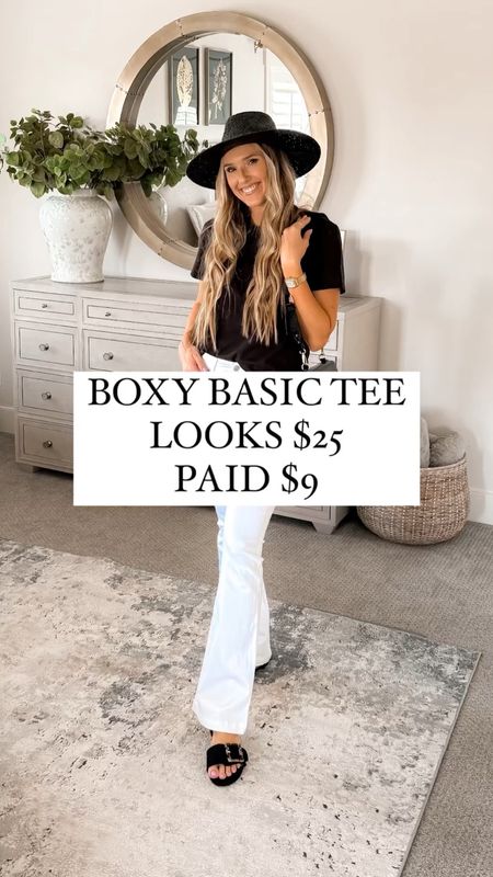 These $9 tees would be about $25 almost anywhere else! They come in the best basic colors like white, navy, and grey.

Style it with a half tuck in high-waisted denim, add some slides that match the tee color like this $24.99 pair, add a hat like this $11 option, and a cute bag!

These tees run true to size with a slightly oversized fit; I'm wearing a size small and I'm 5'8" for reference.

You do NOT need to spend a lot of money to look and feel INCREDIBLE!

I’m here to help the budget conscious get the luxury lifestyle.

Walmart fashion / Affordable / Budget / Women's Casual Outfit / Classic Style / Elevated Style / Spring / Classy / Tee / Basics 

#LTKVideo #LTKfindsunder50 #LTKsalealert