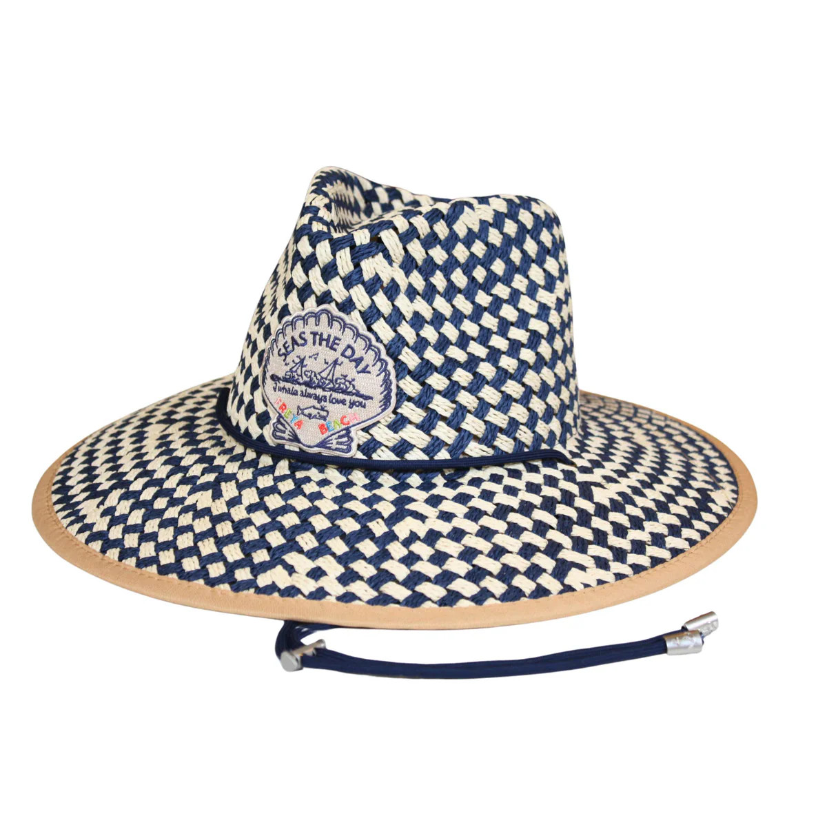 Seas the Day Lifeguard Hat in Natural & Navy | Over The Moon