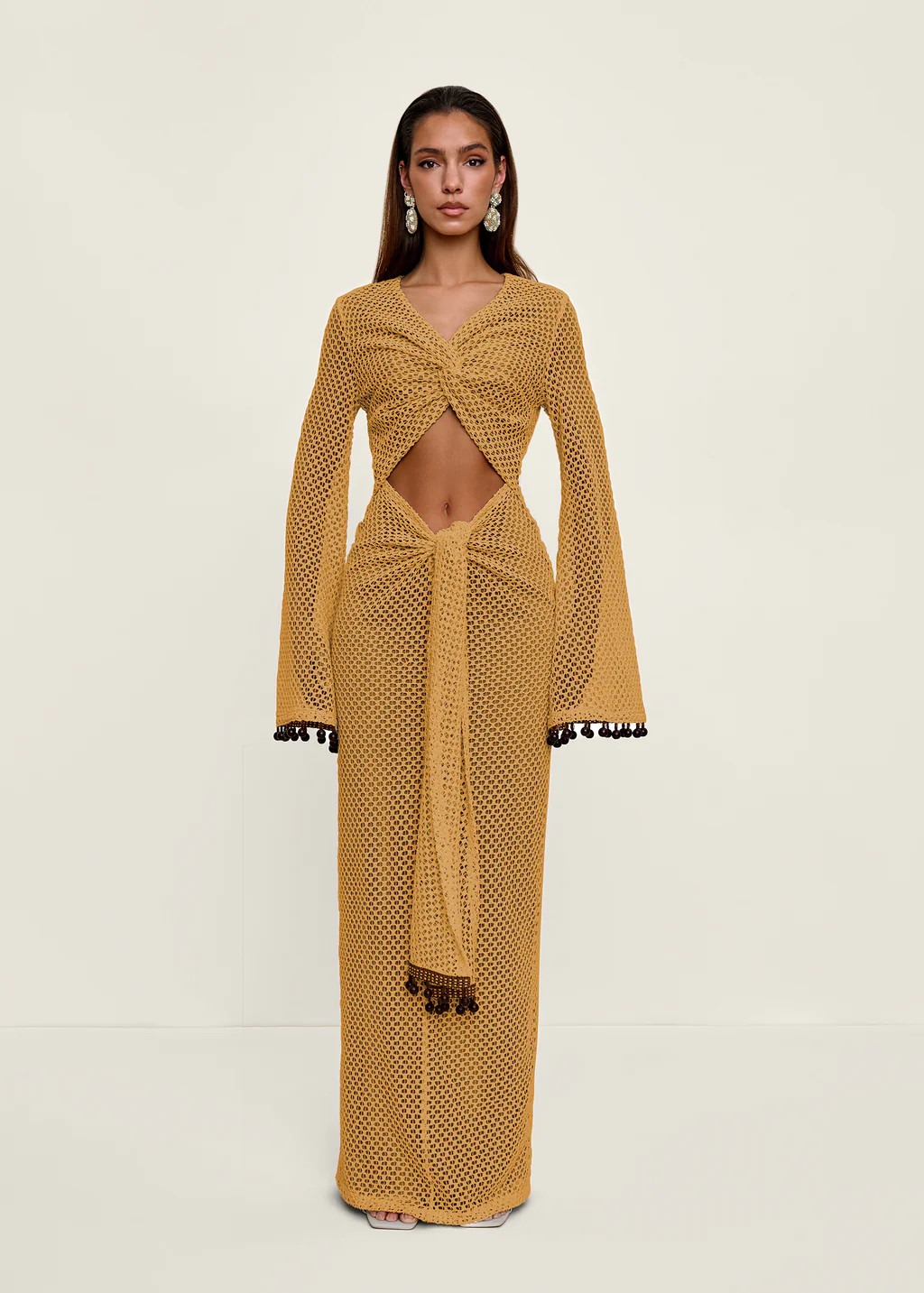 TERI CROCHET DRESS - MUSTARD | ANDREA IYAMAH