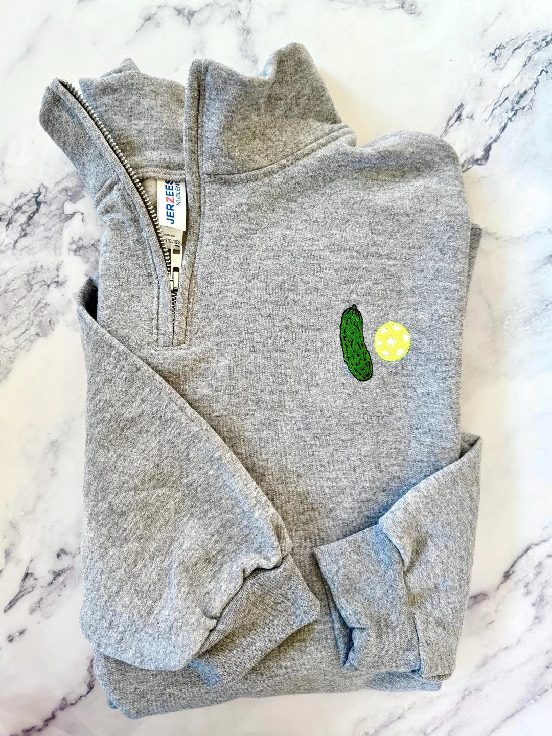 Dill Pickle and Ball Embroidery Quarter Zip Sweatshirt, Pickle Ball Sweatshirt, Pickle Ball Team,... | Etsy (US)