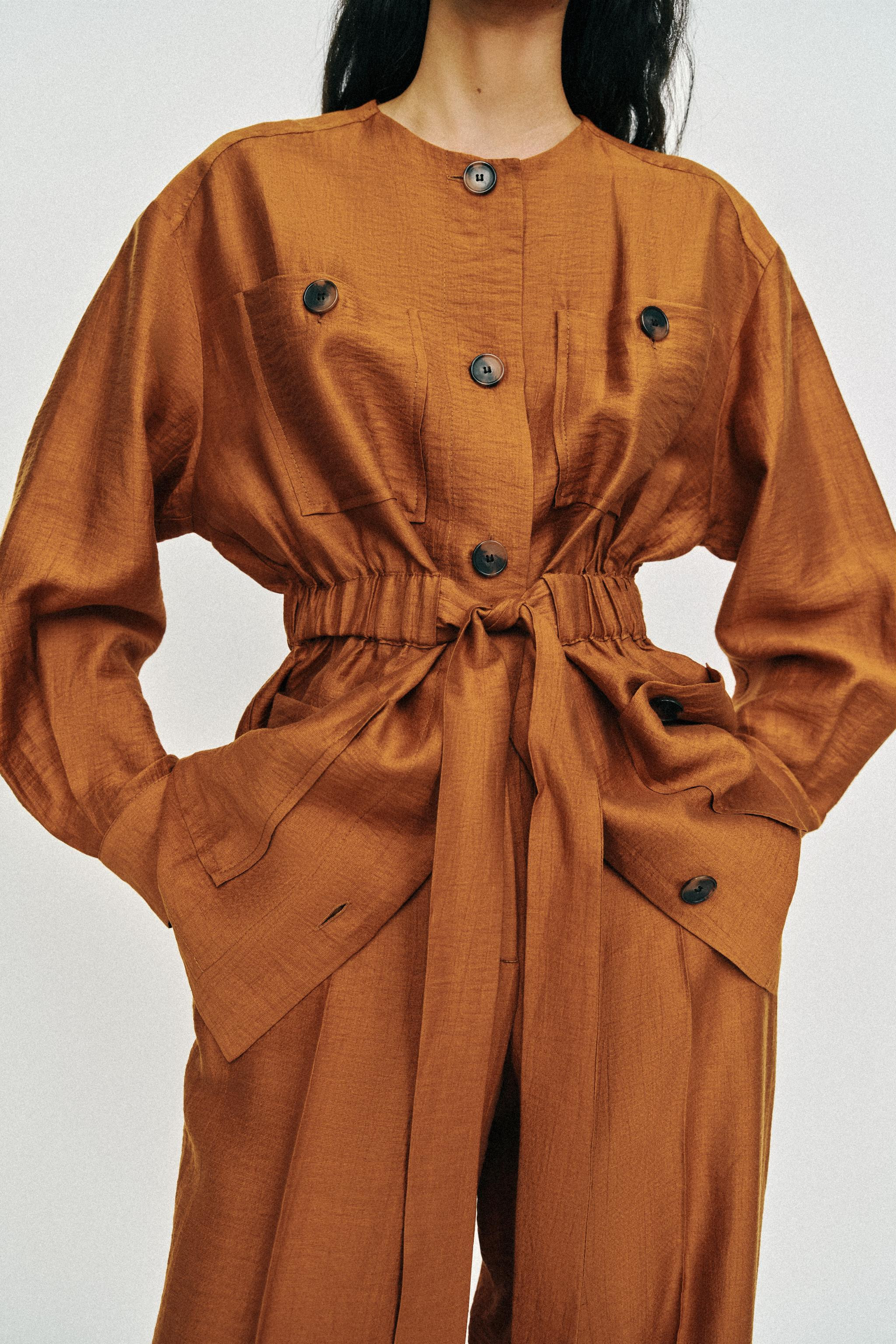 BELTED LINEN SAFARI JACKET | Zara US