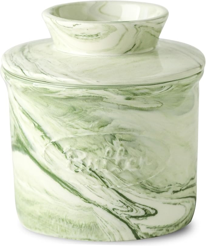 Ceramic Butter Crock, 6 OZ Butter Keeper for Counter, French Butter Dish Big Capacity green | Amazon (US)