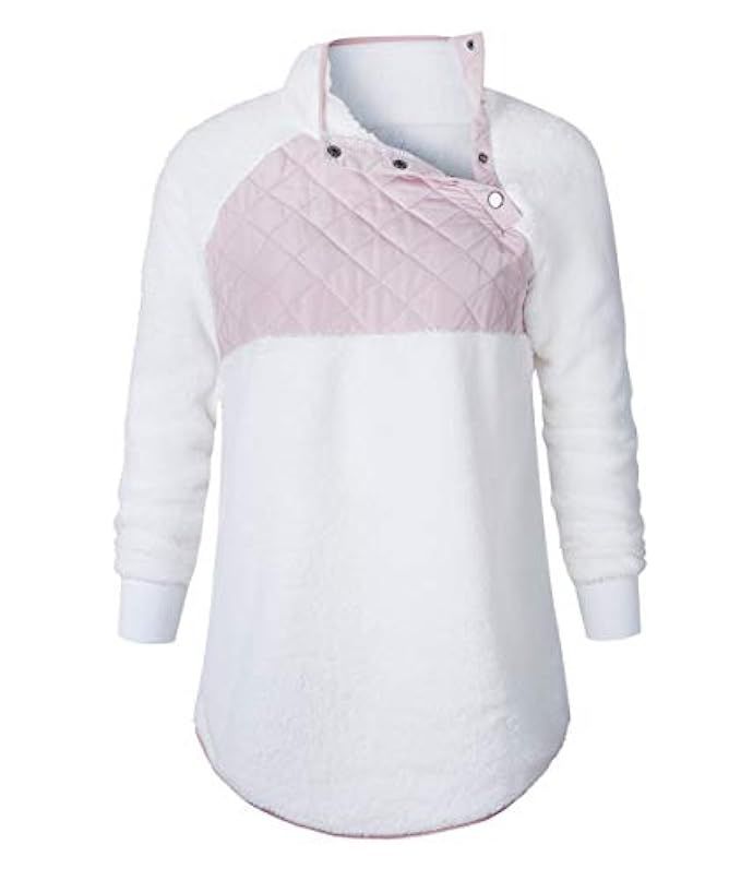 Casuress Fashion Women's Casual Long Sleeve Sweater Contrast Button Fleece Pullover Sweatershirts Ja | Amazon (US)