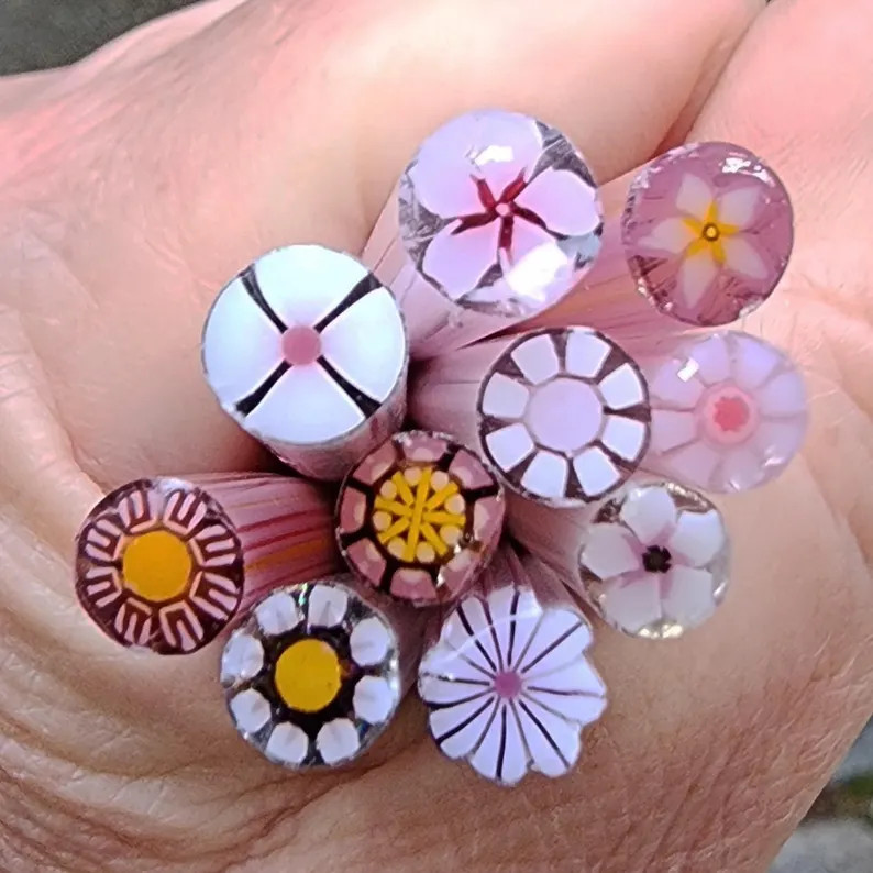 Coe 90 Floral Mix: Purple Pink 1.5 Oz Murrini Murrine Millefiori Vitrigraph Cane MINZABELLA MURRI... | Etsy (US)