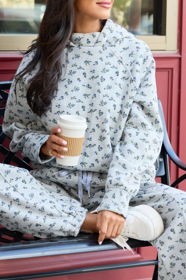 Jolie Grey Floral Hoodie FINAL SALE | Pink Lily