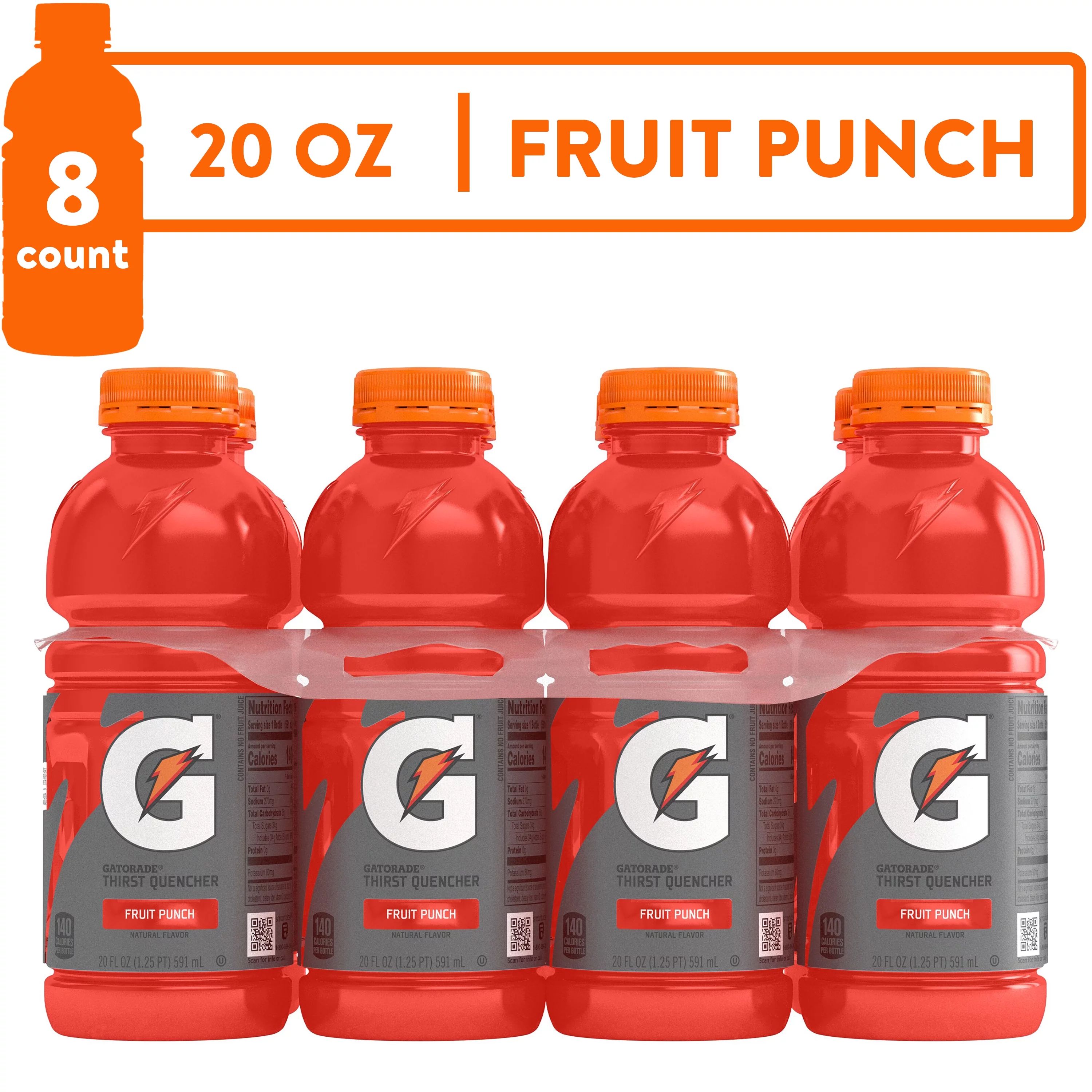 Gatorade Fruit Punch Thirst Quencher Sports Drink, 20 oz, 8 Pack Bottles | Walmart (US)