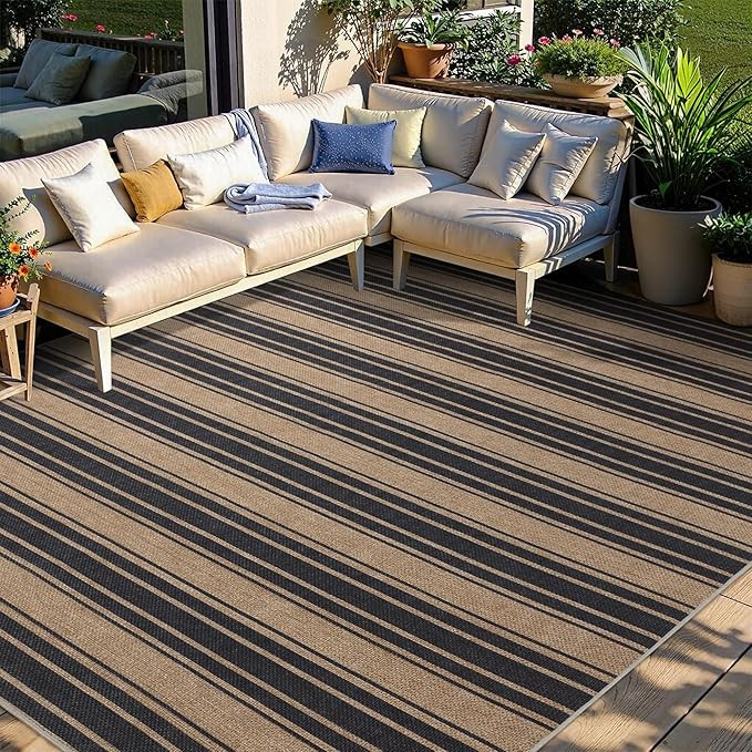 Striped Easy Jute Rug 6x9 Outdoor Rug Washable Area Rugs for Living Room Bedroom Non Slip Neutral... | Amazon (CA)