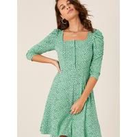 Monsoon Non Print Square Neck Jersey Dress - Green | Very (UK)