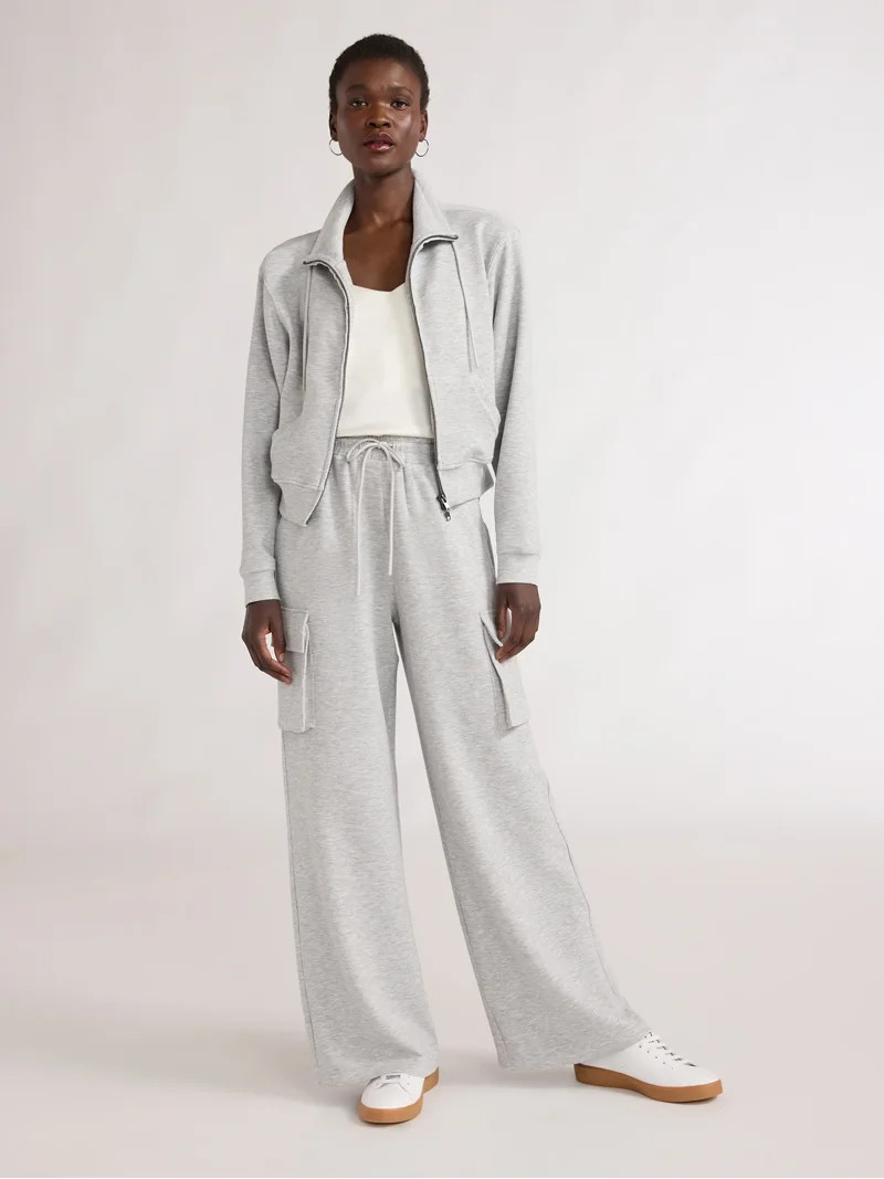 Scoop Women’s and Women’s Plus Ultimate Scubaknit Wide Leg Cargo Sweatpants, Sizes XS-4X | Walmart (US)