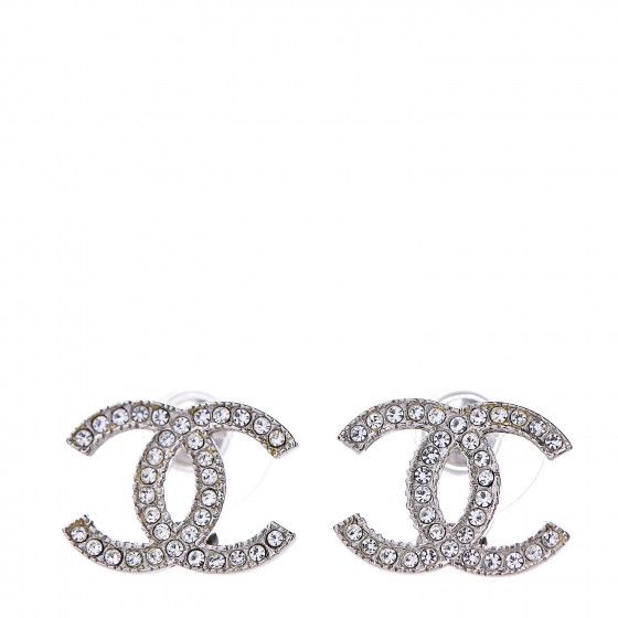 CHANEL Crystal Timeless CC Earrings Silver | Fashionphile