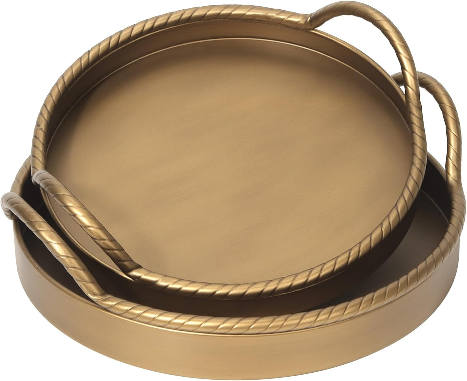 Metal Decorative Tray Set of 2, Gold Serving Trays with Handles | Amazon (US)