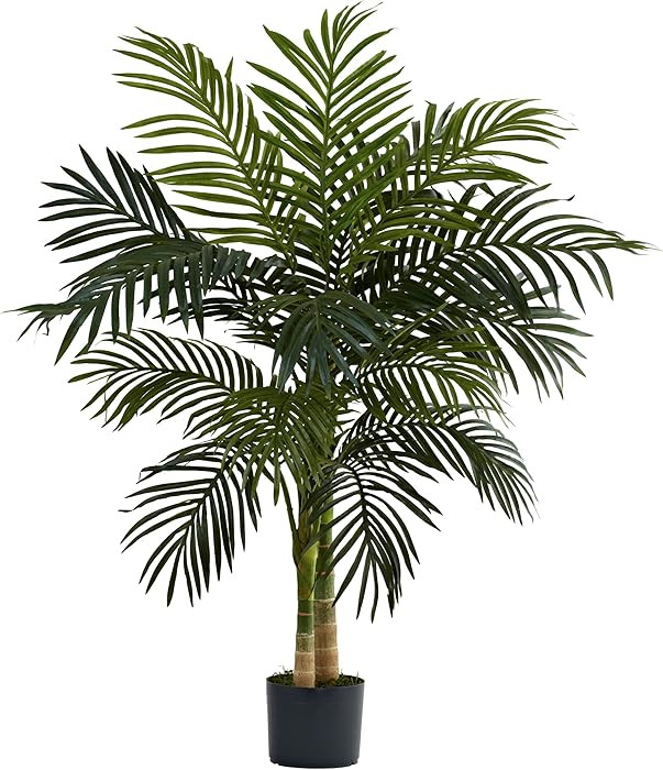 Nearly Natural 4ft Golden Cane Palm, Double Stalk Artificial Tree With Lush Realistic Foliage Mai... | Amazon (US)