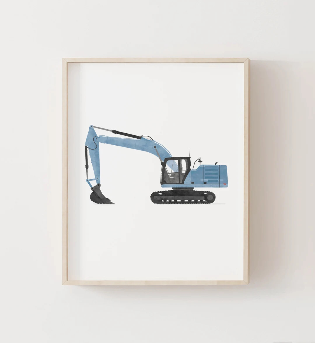 Blue Excavator Print, Boys Room Decor, PRINTABLE Construction Vehicle Wall Art, Construction Birt... | Etsy (US)