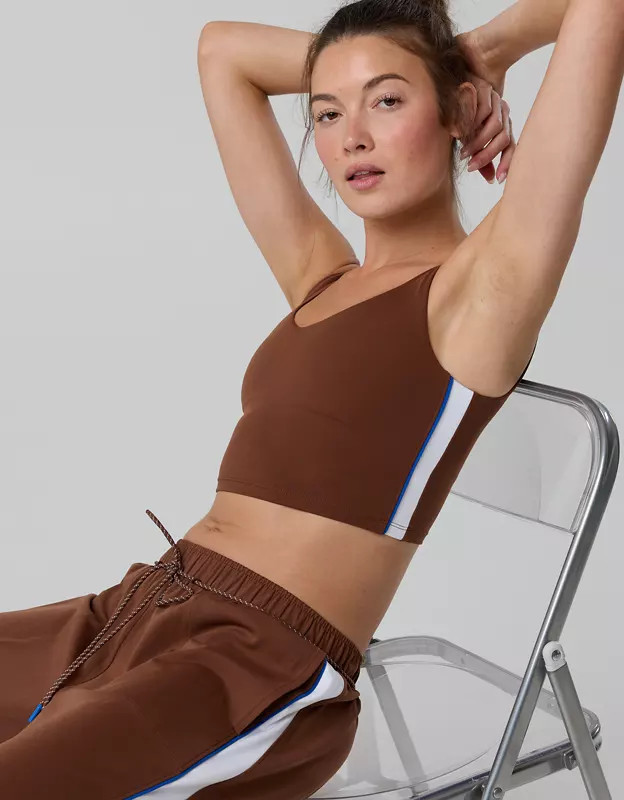 OFFLINE By Aerie Real Me Track Low Key Longline Sports Bra | Aerie