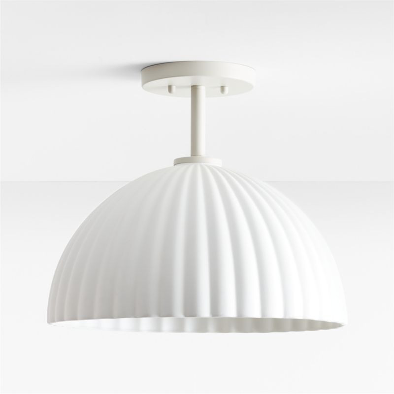 Bea White Scalloped Ceramic 15" Kids Flush Mount Ceiling Light | Crate & Kids | Crate & Barrel