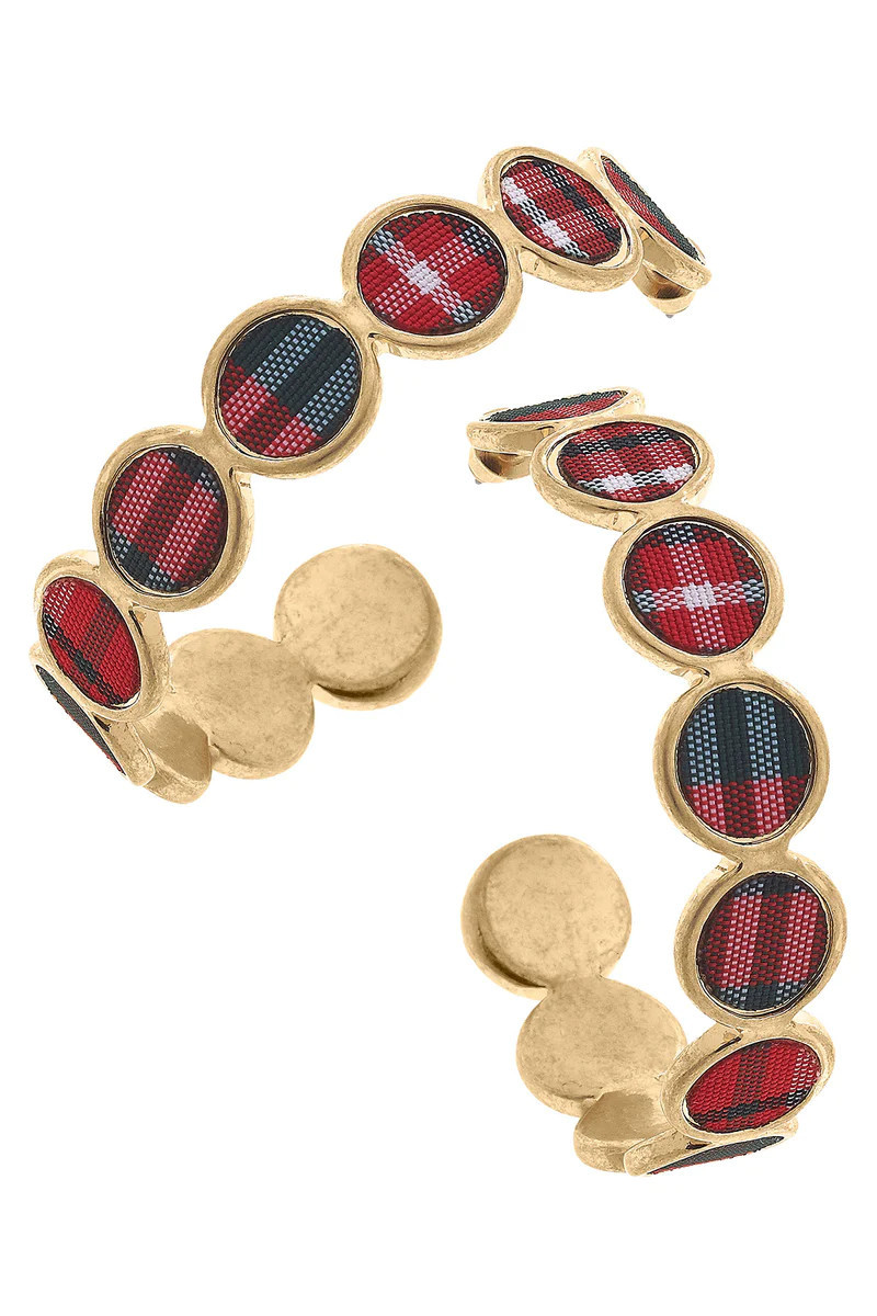 Ava Disc Hoop Earrings in Tartan | CANVAS