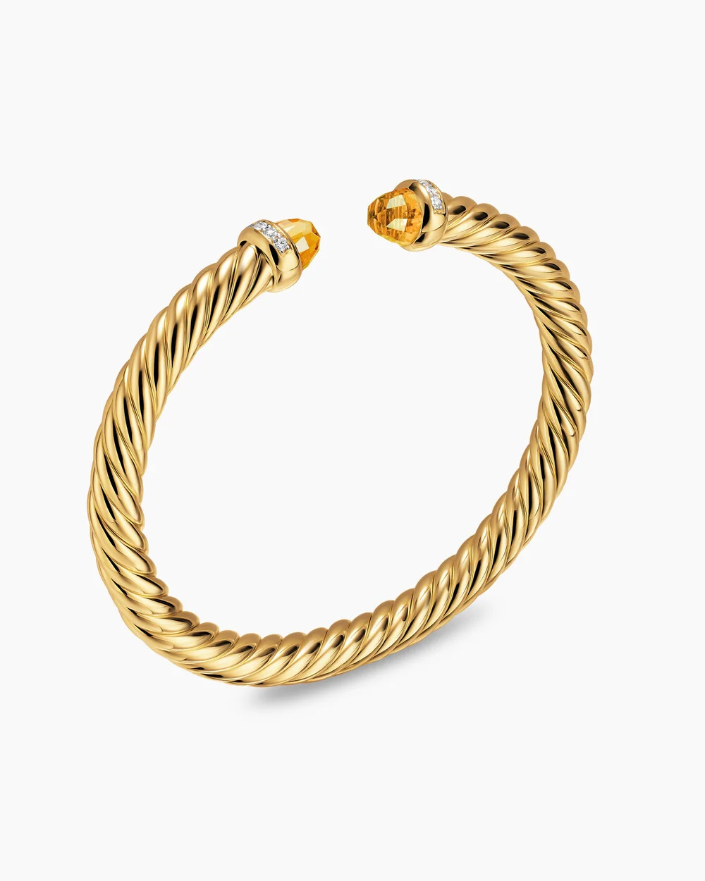 David Yurman | Cable Flex Bracelet in Sterling Silver with 14K Yellow Gold and Diamonds, 6mm | David Yurman